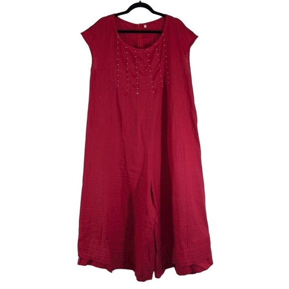 Red Wide Leg Cap Sleeve Jumpsuit Size XL - Picture 1 of 3